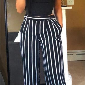 Forever 21 Black/white striped flare dress pants